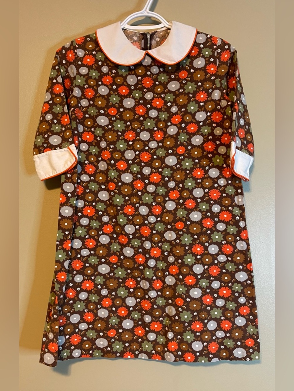 Vintage Handmade Peter Pan Collar Retro Floral Mini Dress